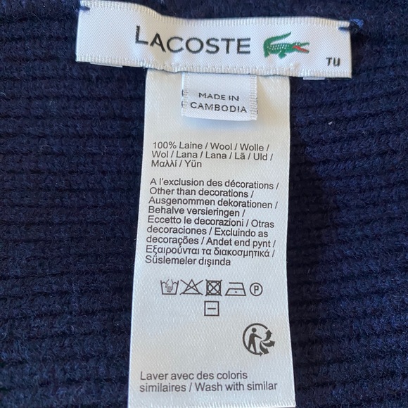 Lacoste Unisex Ribbed Beanie—Navy Blue - Picture 6 of 6